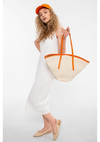 Kadın Renkli Biyeli Tote Omuz Çantası