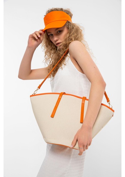 Kadın Renkli Biyeli Tote Omuz Çantası modelleri