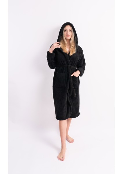 Uzun Kapüşonlu Unisex Welsoft Peluş Sabahlık indirimleri
