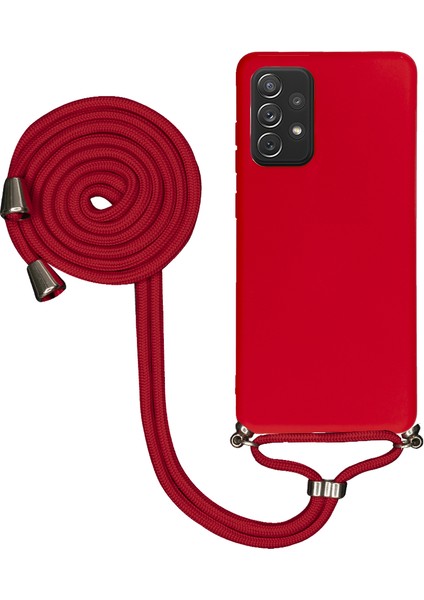 Samsung Galaxy M22 M225 Uyumlu Kılıf Silikon Boyundan Askılı Ipli Lansman Kapak Renkli Tpu