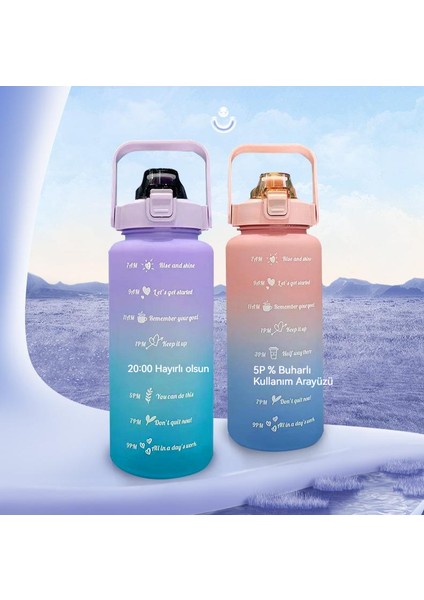 Büyük Kapasiteli 2000ML Taşınabilir Spor Su Şişesi Degrade Renkli Plastik Bardak (Yurt Dışından) fırsatları