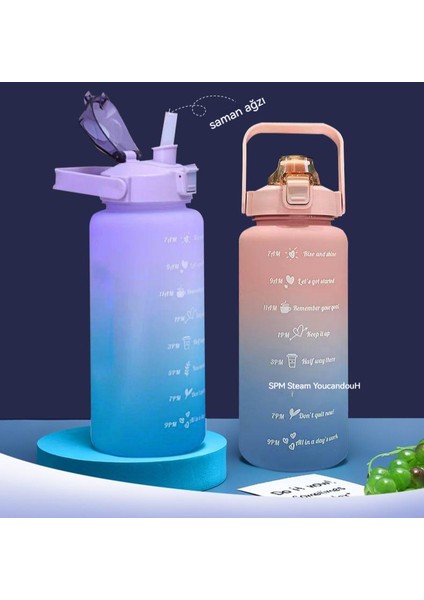 Büyük Kapasiteli 2000ML Taşınabilir Spor Su Şişesi Degrade Renkli Plastik Bardak (Yurt Dışından) indirimleri