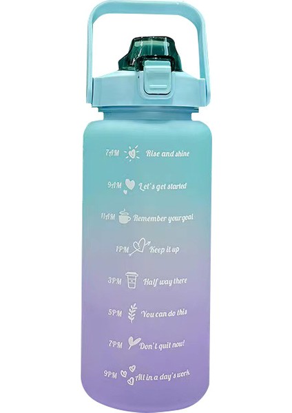 Büyük Kapasiteli 2000ML Taşınabilir Spor Su Şişesi Degrade Renkli Plastik Bardak (Yurt Dışından)