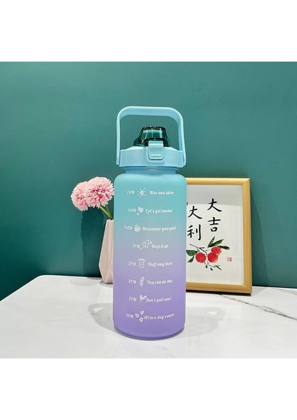 Büyük Kapasiteli 2000ML Taşınabilir Spor Su Şişesi Degrade Renkli Plastik Bardak (Yurt Dışından) fırsatları