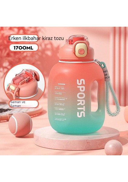 Açık Spor Su Isıtıcısı 1700 ml Kız Spor Ton Kova Ton Degrade Renk Çift Pipet Dunton Su Bardağı (Yurt Dışından) modelleri