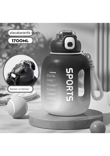 Açık Spor Su Isıtıcısı 1700 ml Kız Spor Ton Kova Ton Degrade Renk Çift Pipet Dunton Su Bardağı (Yurt Dışından) fırsatları