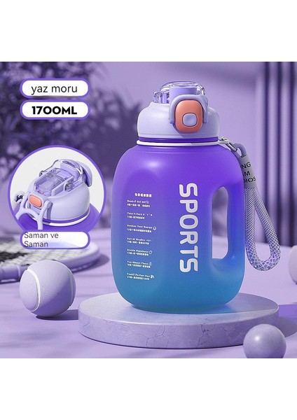 Açık Spor Su Isıtıcısı 1700 ml Kız Spor Ton Kova Ton Degrade Renk Çift Pipet Dunton Su Bardağı (Yurt Dışından) fiyatları