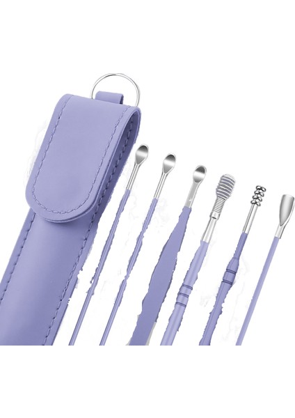 Paslanmaz Çelik Kulak Temizleme Çubuğu 6 Adet Set Taşınabilir Spiral Çocuk Kulak Temizleme Çubuğu Seti Kulak Toplama Aracı Pu Deri Çanta Ambalajı Kauçuk Tüp Ambalajı (Yurt Dışından)