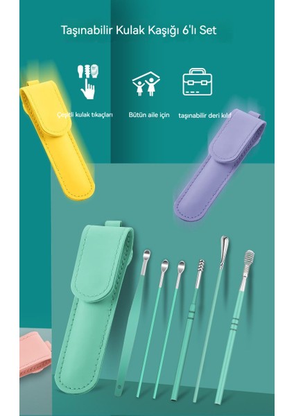 Paslanmaz Çelik Kulak Temizleme Çubuğu 6 Adet Set Taşınabilir Spiral Çocuk Kulak Temizleme Çubuğu Seti Kulak Toplama Aracı Pu Deri Çanta Ambalajı Kauçuk Tüp Ambalajı (Yurt Dışından) fiyatları