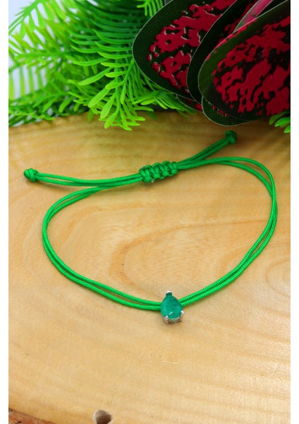 Zümrüt Taşlı Asansörlü Kadın Gümüş Bileklik 201022206