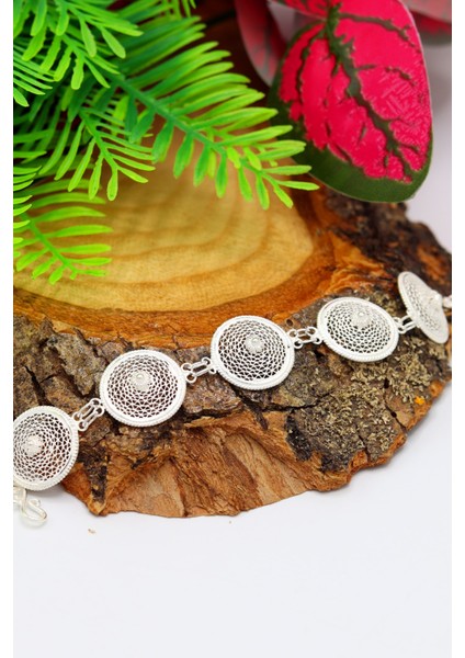 Daire Model 925 Ayar Gümüş Telkari Bileklik 201022082