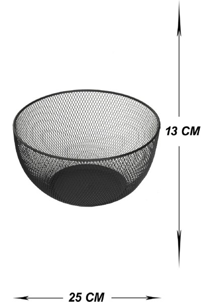 Tasarım Meyve Sepeti ,Meyvelik,Sebzelik,Çok Amaçlı Yuvarlak Model Siyah