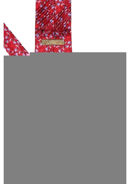Kırmızı Motif Desen Piliseli İpek Kravat EST96