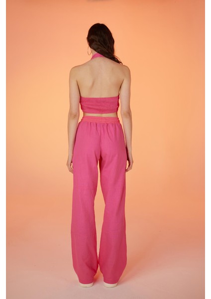 Koton Kumaş H Aksesuarlı Rise Bluz Pembe