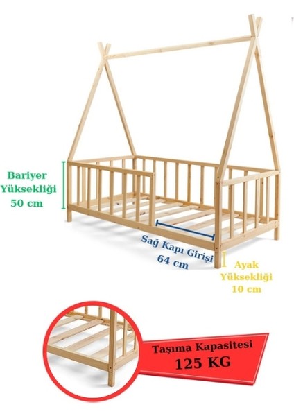 Loolpi Home - Montessori Ahşap Unisex Bebek ve Çocuk Karyolası Tüm Ölçülerde