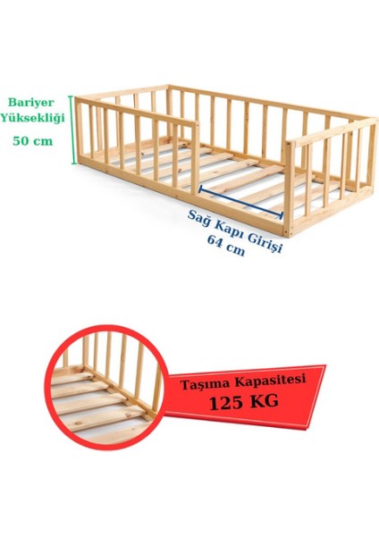 Loolpi Home Montessori Ahşap Unisex Bebek ve Çocuk Karyolası