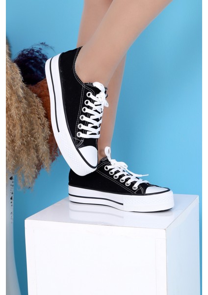 Skywalk Keten Siyah Yüksek Taban Sneaker Spor Ayakkabı fırsatları