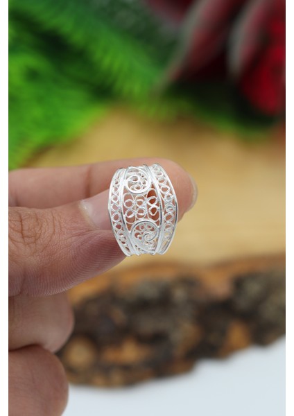 El Işçiliği 925 Ayar Gümüş Telkari Yüzük 201022113 fiyatları