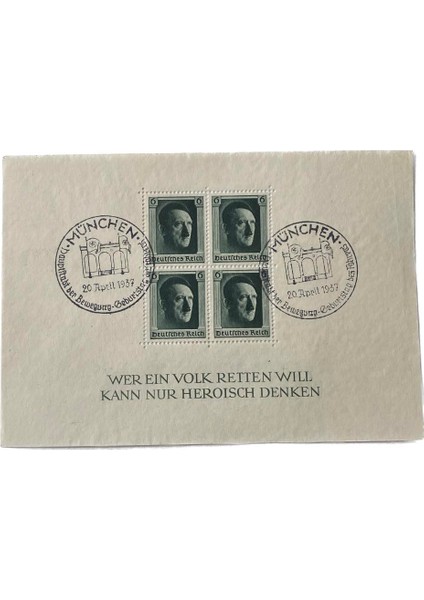 Adolf Hitler 48. Doğum Günü Damgalı Pul Bloğu 002