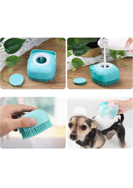 Kedi Ve Köpek Evcil Hayvan Temizleme Aleti Şampuan Hazneli Silikon Mucize Temizlik