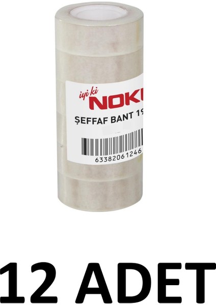 12 Adet Kristal Büro Bandı 19MM x 33 Metre Para Bandı