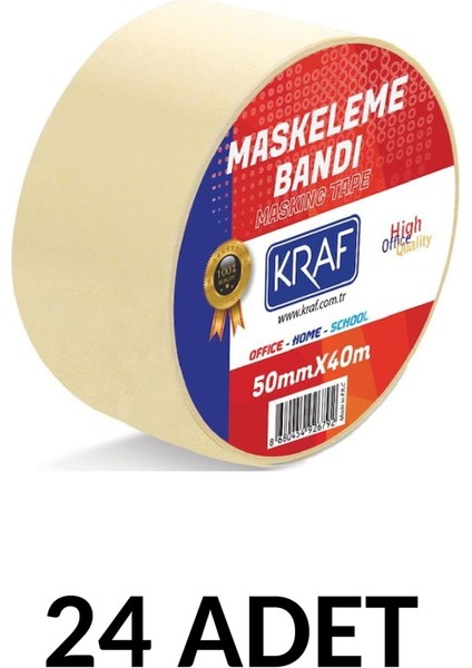 24 Adet Maskeleme Bandı 50 MMX40METRE Kağıt Bant