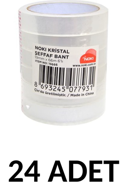 24 Adet 19X66 Şeffaf Kristal Bant Para Bandı