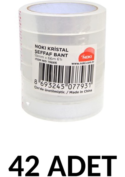 42 Adet 19X66 Şeffaf Kristal Bant Para Bandı