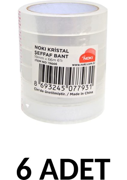 6 Adet 19X66 Şeffaf Kristal Bant Para Bandı