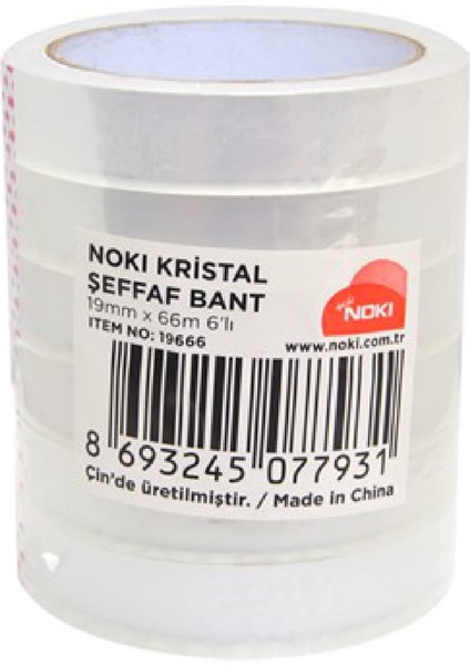 6 Adet 19X66 Şeffaf Kristal Bant Para Bandı