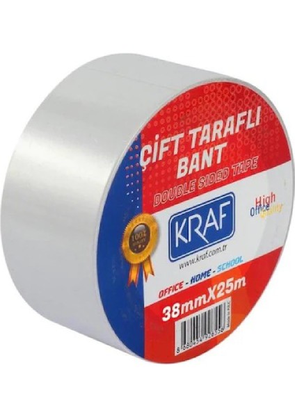 5 Adet 38 mm x 25 Metre Çift Taraflı Bant