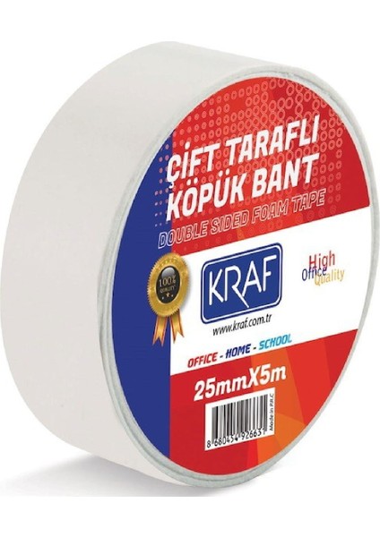 20 Adet 25 mm x 5 Metre Çift Taraflı Köpük Bant