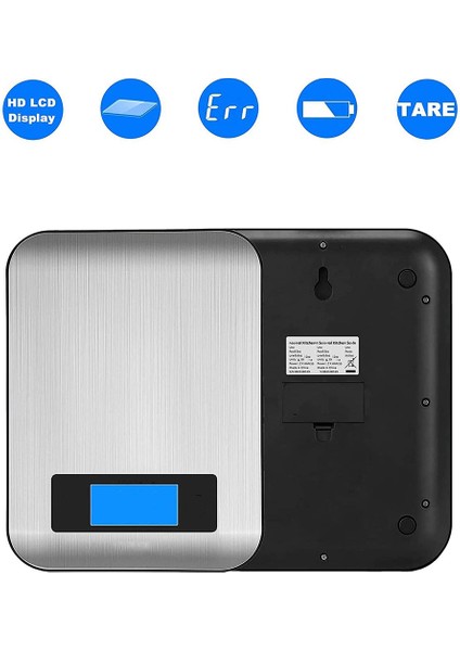 Dijital El Terazisi El Kantarı 5 kg Hassas Mutfak Tartısı Meyve Sebze Yemek Ölçer