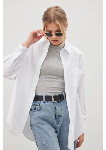 90S Beyaz Poplin Gömlek