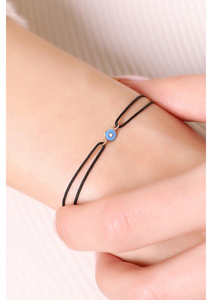 14 Ayar Altın Ipli Nazar Göz Bileklik Mineli