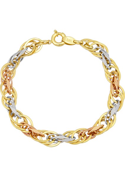 14 Ayar Altın Günlük Hallow Bileklik Üç Renk