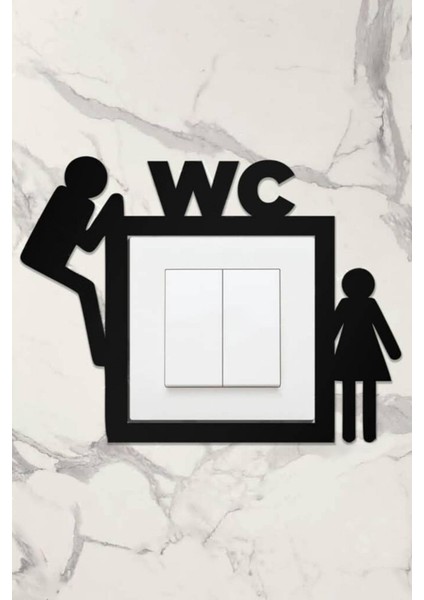 Dekoratif Sticker Wc Tuvalet Priz Kenarı Süsü Mdf Ahşap Siyah