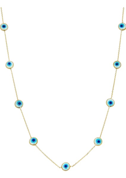 14 Ayar Altın Nazar Göz Kolye Tamamı Gözlü 45 cm fiyatları