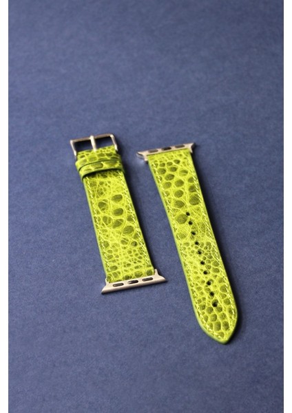 Apple Watch Uyumlu Kordon Yeşil Croccodile 38-40-41 mm Uyumlu