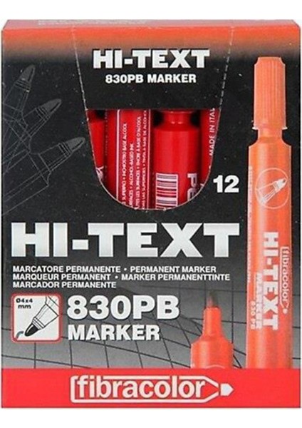 Hi-Text 24 Adet 830PB Yuvarlak Uç Permanent Kalem Koli Kalemi Kırmızı