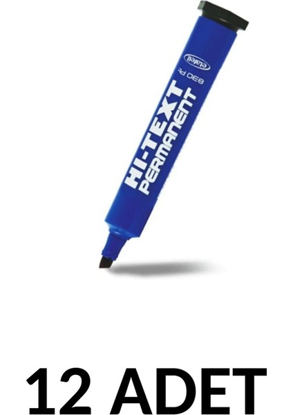 Hi-Text 12 Adet 830PC Kesik Uç Permanent Kalem Koli Kalemi Mavi