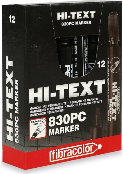Hi-Text Hı-Text Yuvarlak Uç Marker Koli Kalemi 830 Pb Siyah 12 Li