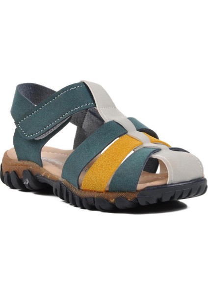 Ayakmod Şng 210111-P Lacivert Nubuk-Sarı Erkek Çocuk Sandalet