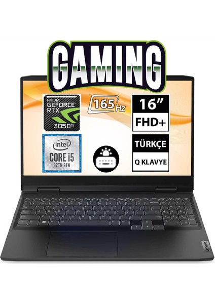 Ideapad Gaming 3 82SA0068TX03 I5-12500H 16GB 1tbssd RTX3050TI 16" Fullhd+ Freedos Taşınabilir Bilgisayar