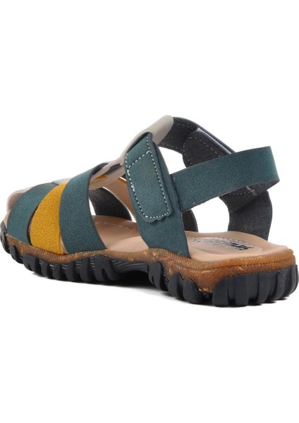 Ayakmod Şng 210111-P Lacivert Nubuk-Sarı Erkek Çocuk Sandalet