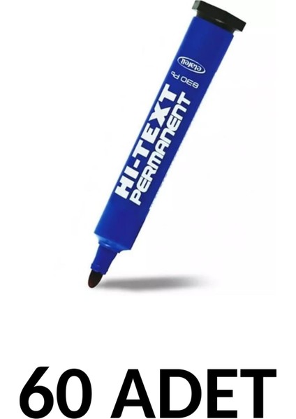 Hi-Text 60 Adet 830PB Yuvarlak Uç Permanent Kalem Koli Kalemi Mavi