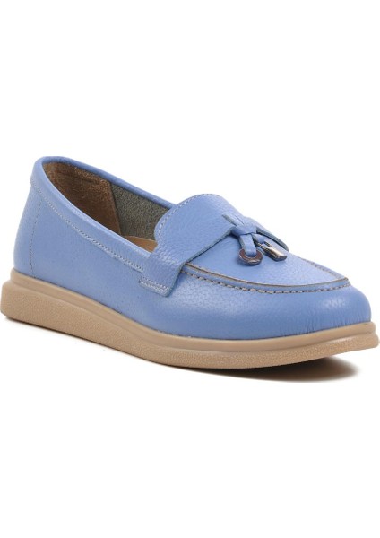 23164 Bebe-Mavisi Deri Kadın Loafer Ayakkabı