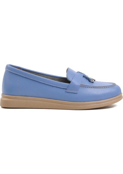 23164 Bebe-Mavisi Deri Kadın Loafer Ayakkabı