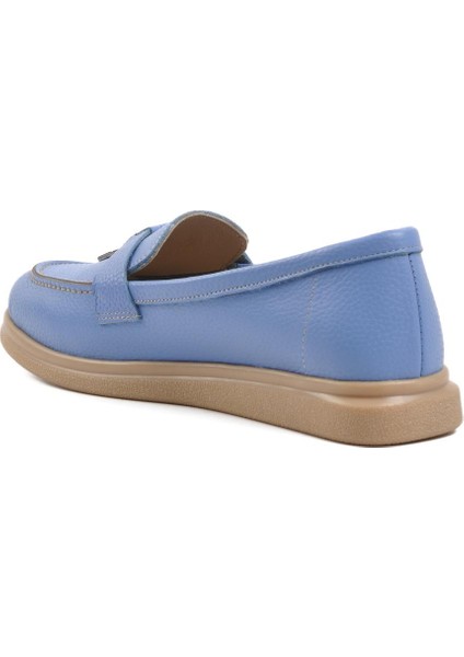 23164 Bebe-Mavisi Deri Kadın Loafer Ayakkabı