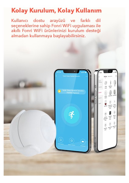 Akıllı Kablosuz Hareket Sensörü, Google Asistan Destekli, Wifi, Uzaktan Kontrol, 2 Yıl Garantili, Tuya Destekli